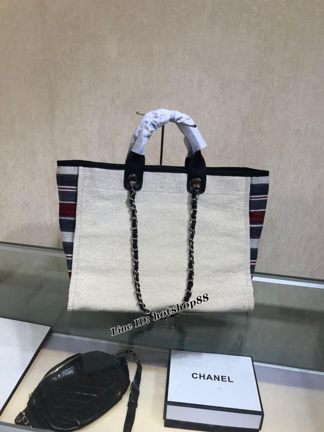 CHANEL女包 A66941 早春新款 牛仔帆布女士休閒購物袋 Chanel單肩沙灘包 香奈兒手提袋 djc1219